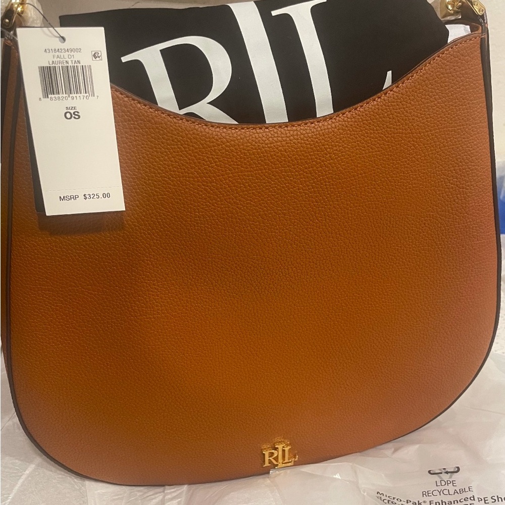 Ralph Lauren Tan Leather Hobo Shoulder Bag
